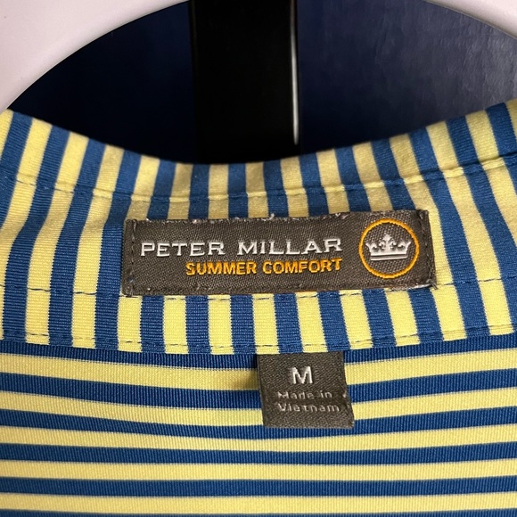 Peter Millar Summer Comfort Striped Polo Green & Yellow - Picture 2 of 4
